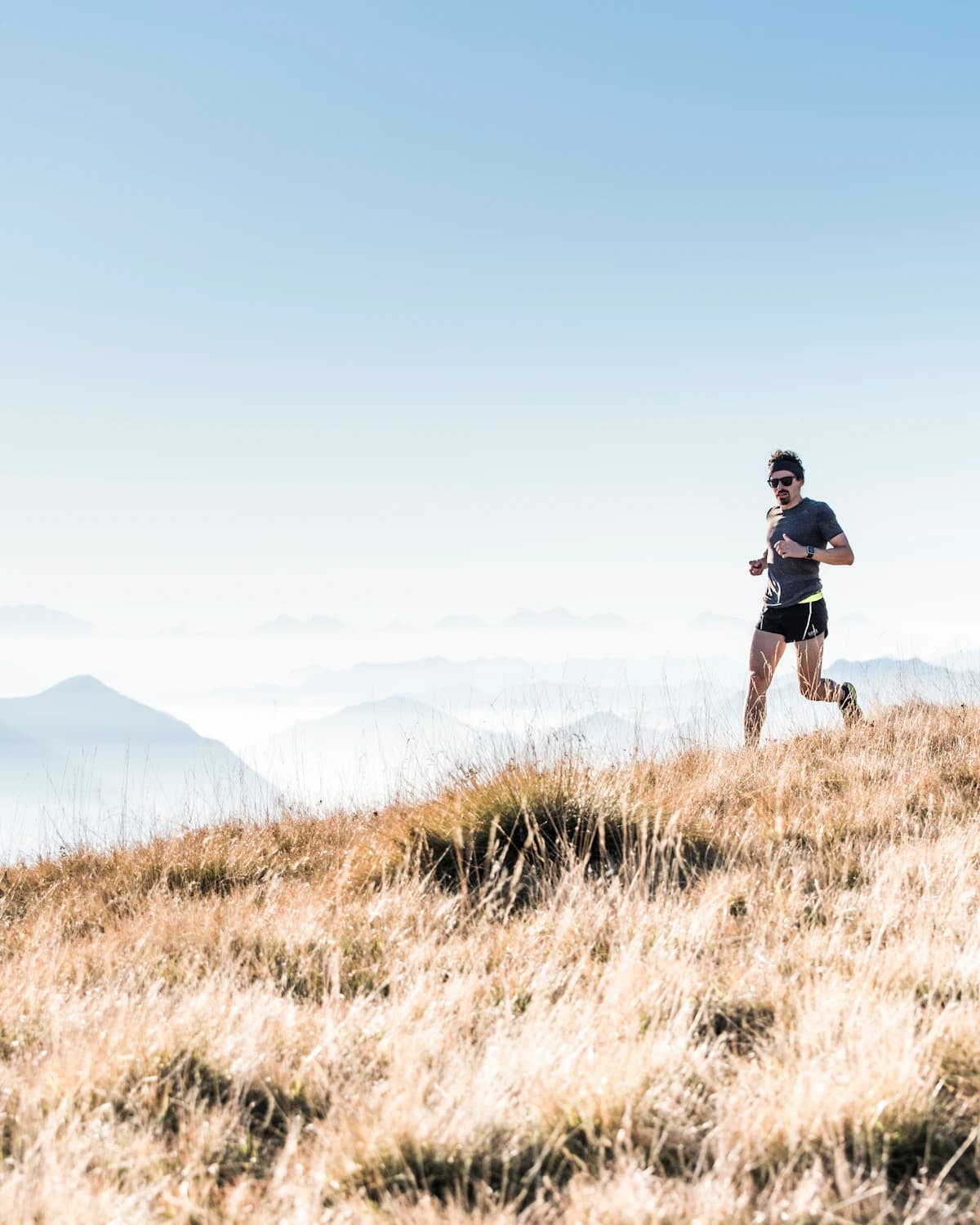 Trail runner moving through nature